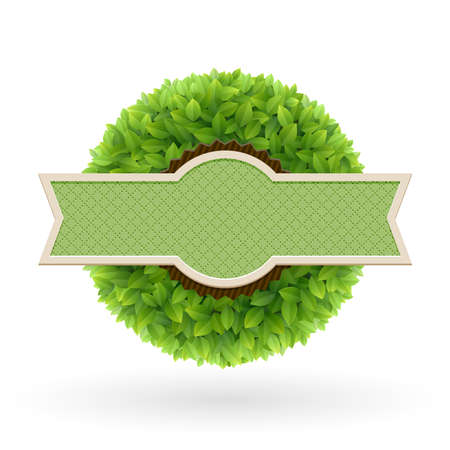 Organic food label  Green leaves illustration のイラスト素材
