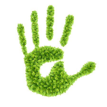 Green leaves hand  Eco Friendly Vector illustration のイラスト素材