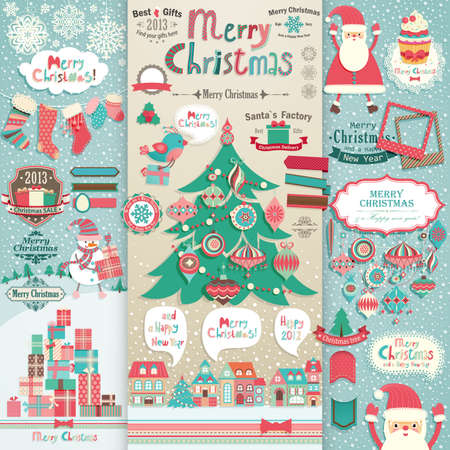 Christmas scrapbook elements.  のイラスト素材