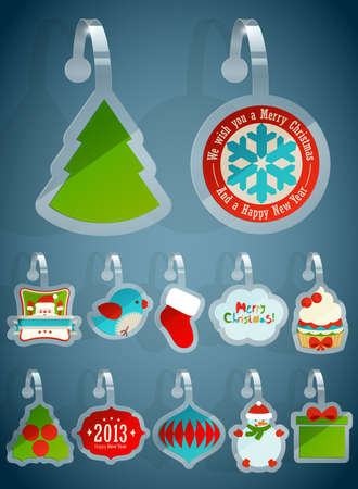 Set of ChriSet of Christmas stickersstmas stickers   illustration のイラスト素材