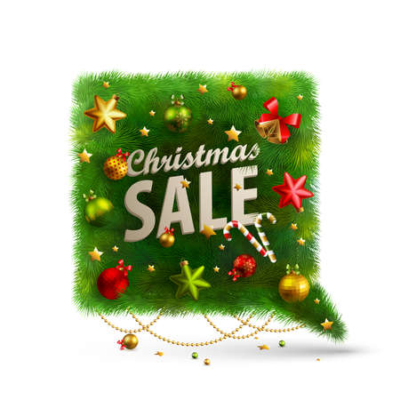 Christmas Bubble for speech - fir tree   illustration のイラスト素材