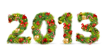 2013, Christmas tree font. illustration.のイラスト素材