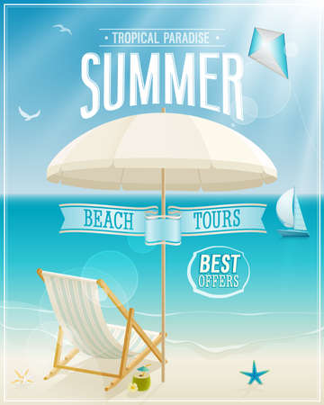 Seaside view poster. Vector background.のイラスト素材