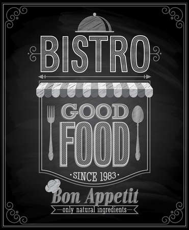 Bistro Poster - Chalkboard. Vector illustration.のイラスト素材