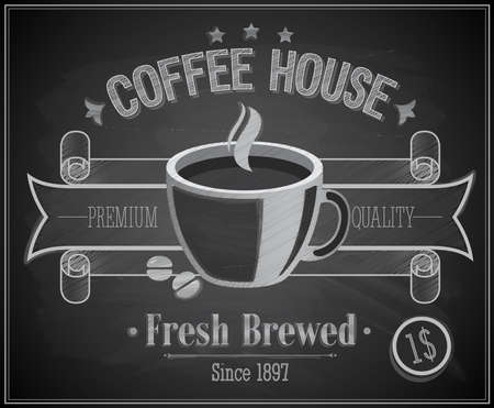 Coffee House card - Chalkboard. Vector illustration.のイラスト素材
