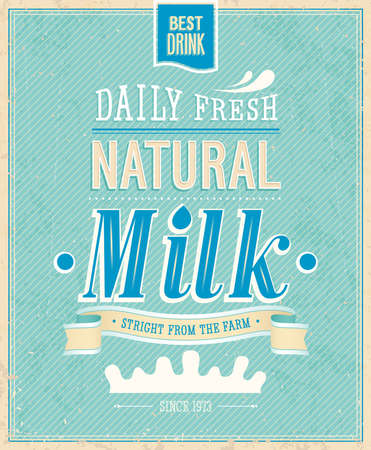 Vintage Milk card. Vector illustration.のイラスト素材