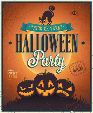 Happy Halloween Poster. Vector illustration.のイラスト素材