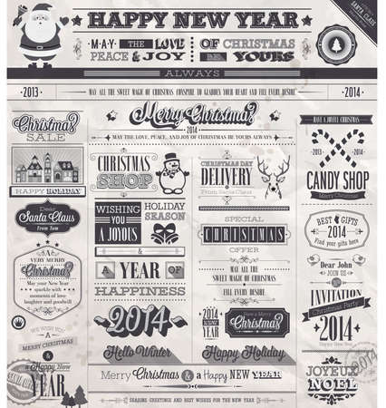 Christmas set - labels, emblems and other decorative elements.のイラスト素材