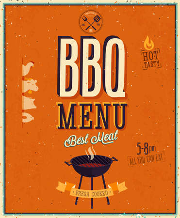 Vintage BBQ poster. のイラスト素材