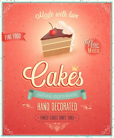 Vintage Cakes Poster. illustration.のイラスト素材