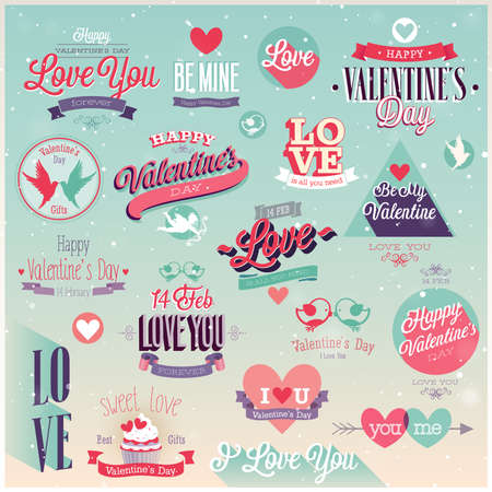 Valentines day set - labels, emblems and other decorative elements.のイラスト素材