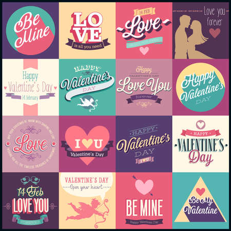 Valentines day set - labels, emblems and other decorative elements.のイラスト素材