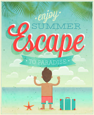 Summer Escape poster illustration.のイラスト素材