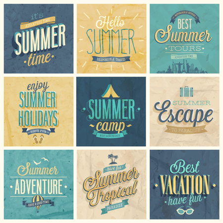 Summer set - labels and emblems.のイラスト素材