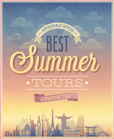Summer tours poster illustration.のイラスト素材