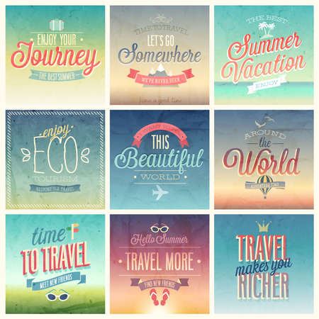 Travel set - labels and emblems.のイラスト素材