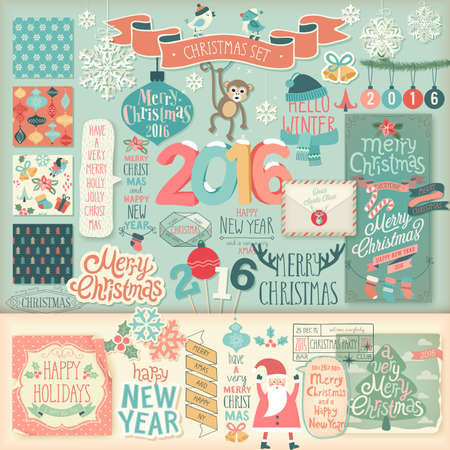 Christmas scrapbook set - decorative elements. Vector illustration.のイラスト素材