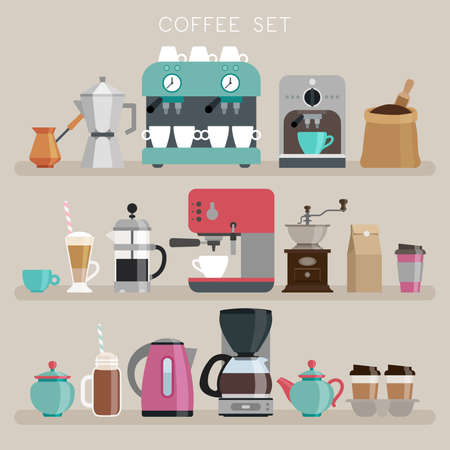 Coffee set - flat style. Vector illustration.のイラスト素材