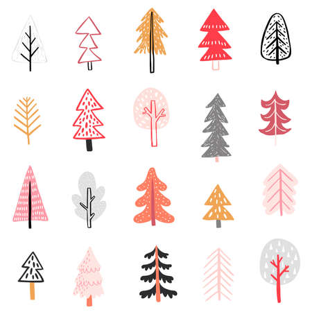 Seamless pattern with Cute winter trees. Childish Colorful Background. Vector illustration.のイラスト素材