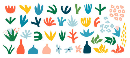 Abstract design set, trendy graphic elements, hand drawn collection. Vector illustration.のイラスト素材