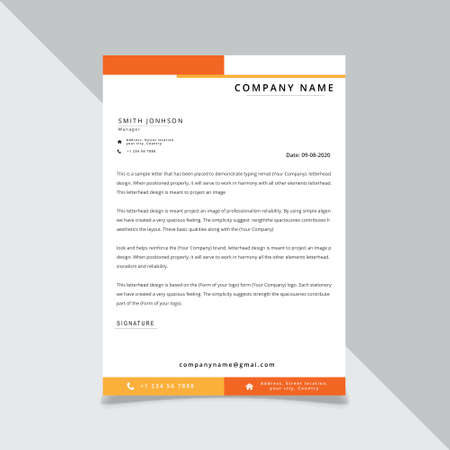 yellow orange corporate Letterhead template design vector illustrationのイラスト素材