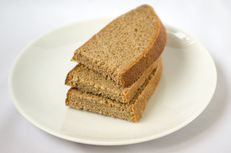 The bread at white plate