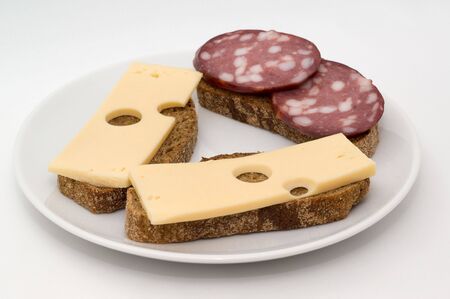 Sandwich on a plate on a white backgroundの写真素材