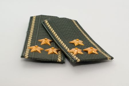 Epaulets Colonel closeup on a white backgroundの写真素材