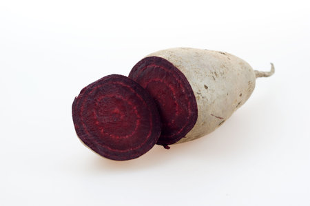 Fresh, colorful beet on a white background closeup