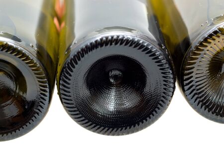  Bottle with white grape wines are stored on a white backgroundの写真素材