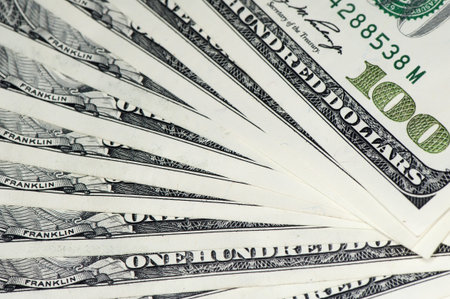 Banknotes of one hundred United States dollars