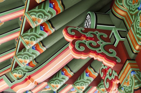 Fragment of decoration materials of traditional Korean garden gazebosの写真素材