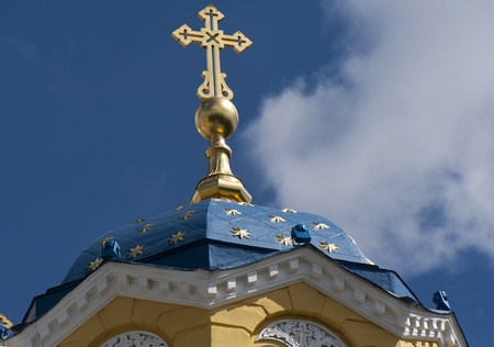The dome and a cross of the Vladimir Cathedral in Kievの写真素材