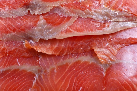 Smoked trout filet brightly lit close upの写真素材