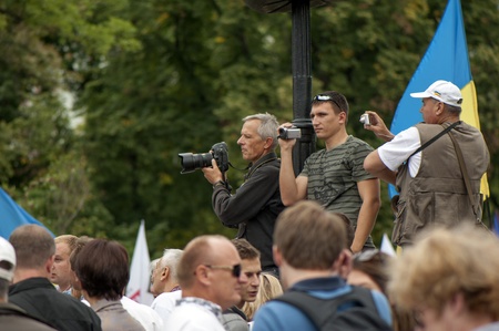 Opposition rally in independence day of Ukraine in Kiev, August 24, 2013のeditorial素材