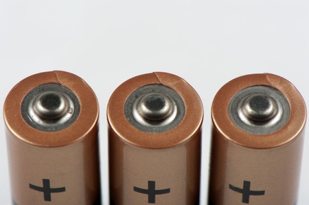 Electric batteries from the positive contact of the close upの写真素材