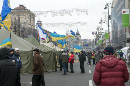 Riots in the Khreschatyk Street in Kiev, December 17, 2013 during the political crisis in Ukraineのeditorial素材