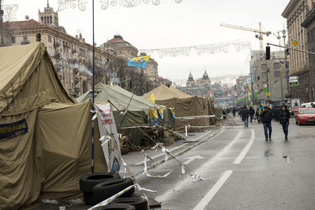 Riots in the Khreschatyk Street in Kiev, December 17, 2013 during the political crisis in Ukraineのeditorial素材