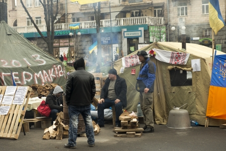 Riots in the Khreschatyk Street in Kiev, December 17, 2013 during the political crisis in Ukraineのeditorial素材