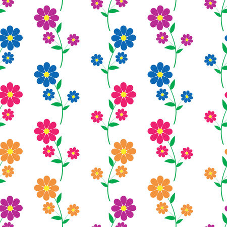Seamless pattern with flowers on the branches and leavesのイラスト素材