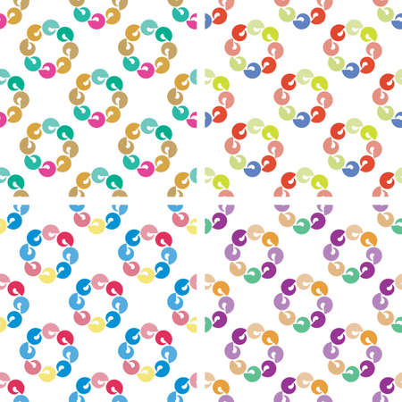 Seamless pattern of colorful geometric shapes on a white backgroundのイラスト素材
