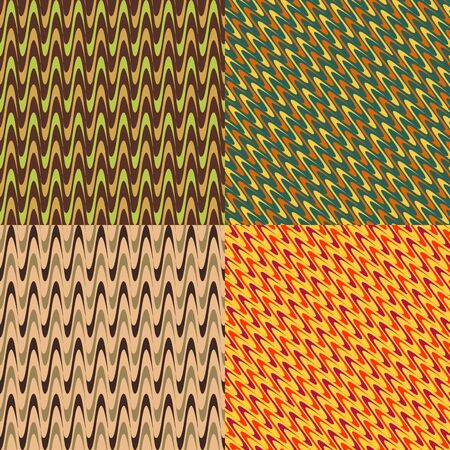 Set of colored abstract patterns of seamless corrugated strips of different thicknessのイラスト素材