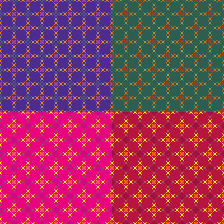 Set color of seamless geometric patterns of spiky crossesのイラスト素材