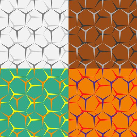 Set of seamless vector geometrical patterns of hexagon gridのイラスト素材