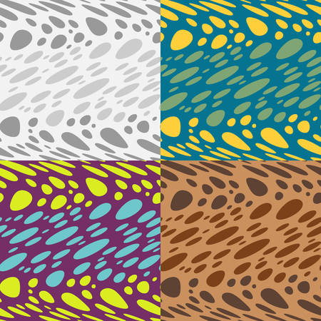 Set of seamless  pattern of curved circles on striped backgroundのイラスト素材