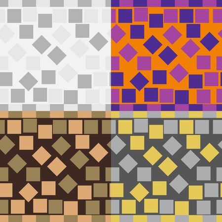 A set of abstract vector seamless geometric patterns of squaresのイラスト素材