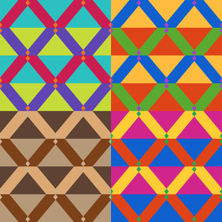 Four homogeneous vector seamless geometrical patternsのイラスト素材