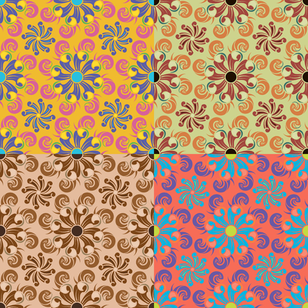 Set of seamless vector patterns in different colors with classical elementsのイラスト素材