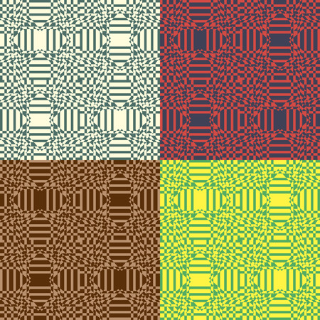 Set of geometric abstract seamless patterns in four colorsのイラスト素材