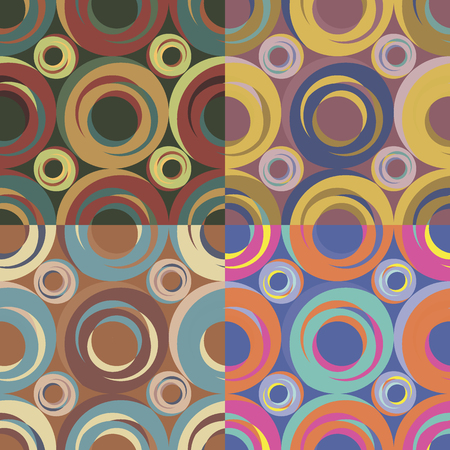 Set of four seamless abstract patterns in different color solutions with irregular circlesのイラスト素材